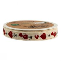 položky Dárková stuha srdíčka ozdobná bavlněná stuha 15mm 20m