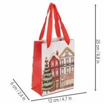 položky Vánoční dárková taška s domečky a vánočním stromečkem, 16 cm, 2 kusy