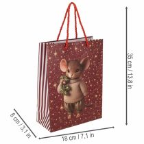 položky Dárková taška s motivem myši a hvězdami k Vánocům, 24 cm, 2 kusy