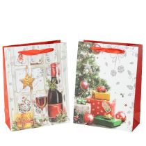 položky Vánoční dárková taška 8cm x 18cm H24cm sada 2 ks