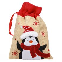 položky Dárkové tašky Vánoční Santa Claus jutový vzhled 20×23cm 3ks