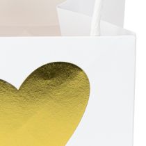 položky Dárkové tašky s uchy papír z bílého zlata 8,5×8,5×8cm 12 ks