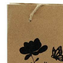 položky Dárkové tašky s uchy papír přírodní černý 12×15cm 6ks
