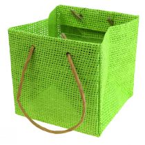 položky Dárkové tašky tkané s uchy zelená, žlutá, fialová 10,5cm 12ks