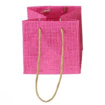 položky Dárkové tašky s uchy papírové růžové žluté zelené textilní vzhled 10,5cm 12ks