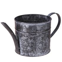 položky Konev kovová dekorace šedé květy černé Ø13cm H13cm