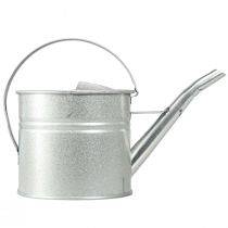 položky Vintage dekorativní konev na zalévání, kovová, stříbrná, květináč o objemu 1,25 l