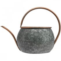 položky Kovová dekorativní konev na zalévání, vintage venkovský styl, zahradní dekorace, k sázení, stříbrná měď, D41cm Ø26cm V30cm