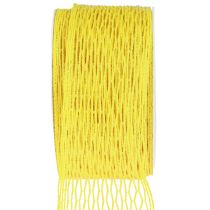 Síťová páska, mřížková páska, dekorativní páska, žlutá, vyztužená drátem, 50 mm, 10 m