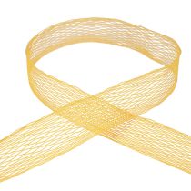 Síťová páska, mřížková páska, dekorativní páska, oranžová, vyztužená drátem, 50 mm, 10 m
