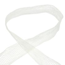 Síťová páska, mřížková páska, dekorativní páska, bílá, vyztužená drátem, 50 mm, 10 m