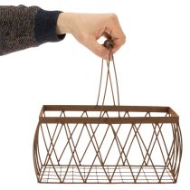 položky Kovový drátěný koš, rezavý vzhled, 28x13,5x14cm, 2 kusy