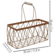 položky Kovový drátěný koš, rezavý vzhled, 28x13,5x14cm, 2 kusy
