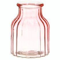 položky Skleněná váza na květiny retro růžová tónovaná Ø11cm H14,5cm 2ks
