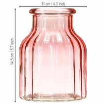 položky Skleněná váza na květiny retro růžová tónovaná Ø11cm H14,5cm 2ks