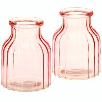 položky Skleněná váza na květiny retro růžová tónovaná Ø11cm H14,5cm 2ks