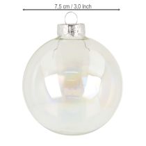 položky Skleněné vánoční ozdoby, duhové, čiré, 7,5 cm, 12 kusů
