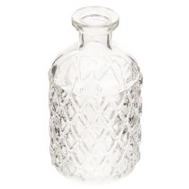 položky Skleněná lahev s diamantovým vzorem, dekorativní lahev, váza, malá, 13 cm, 6 kusů