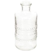 položky Skleněná láhev se vzorem, válcová, průhledná, dekorativní váza, 15 cm, 6 kusů