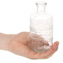 položky Skleněná láhev se vzorem, válcová, průhledná, dekorativní váza, 15 cm, 6 kusů