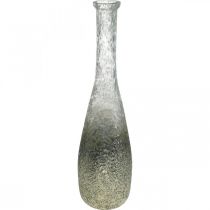 Dvoubarevná skleněná váza, stolní dekorace z pravého skla čiré, stříbro V40cm