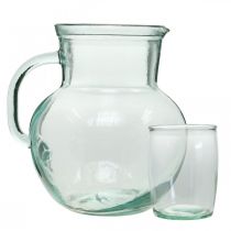 položky Skleněný džbán se skleničkami, Nápojová sada pro podávání namodralé čiré V20cm/11,5cm 5 kusů