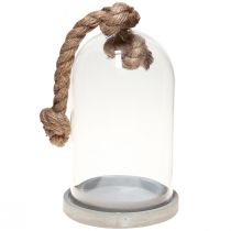 položky Skleněný zvonek s betonovou deskou a provazem Ø17cm H28cm
