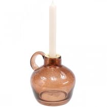 Svícen skleněná tyč svíčka hnědá dekorativní džbán sklo V15,5cm