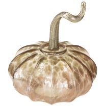 položky Skleněná dýňová dekorace na stůl, podzimní dýně, sklo, kov, V14cm, 2 ks