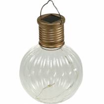 Solární LED lampa retro vzhledu transparentní teplá bílá Ø8cm