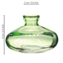 položky Skleněná váza baňaté zelené mini vázy ze skla Ø9cm V6cm 6 ks