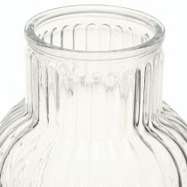 položky Skleněná váza váza na květiny skleněné drážky retro čirá Ø13,5cm H20cm