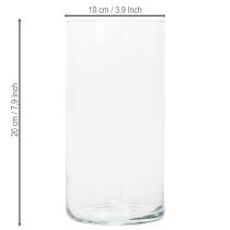 položky Vysoká skleněná váza, jednoduchý skleněný válec jako květinová váza nebo dekorativní sklo, 20 cm