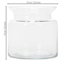 položky Váza z čirého skla, dekorativní skleněná váza s okrajem, na svícen nebo květinovou vázu, 15 cm