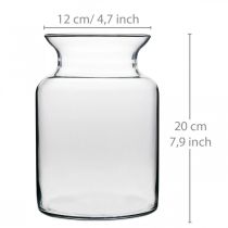 položky Skleněná váza na květiny široká čirá Ø12cm V20cm
