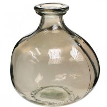 Skleněná váza kulatá hnědá skleněná dekorační váza rustikální Ø16,5cm H18cm