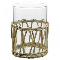 Skleněný vázový válec pletený trávový stůl dekorace sklo Ø8cm V12cm