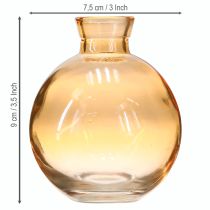 položky Skleněné vázy, mini dekorativní vázy, oranžové, Ø7,5 cm, V9 cm, 6 ks