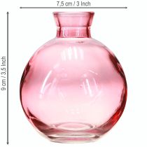 položky Skleněné vázy baňaté růžové retro mini vázy Ø7,5cm V9cm 6 ks