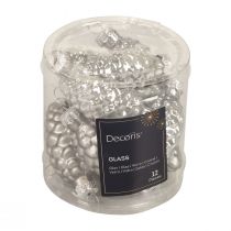 položky Vánoční šišky skleněné šišky skleněná dekorace stříbrná V6,5cm 10 kusů