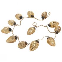 položky Skleněná kuželová girlanda závěsná dekorace Vánoční zlatá 120cm