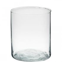 položky Kulatá skleněná váza, čirý skleněný válec Ø9cm H10,5cm