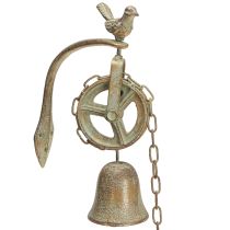 položky Kovová zvonková nástěnná dekorace s držákem starožitná patina V58cm