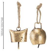 položky Vánoční ozdoby na stromeček zvonky kovové vintage zlaté 5 cm 8 kusů