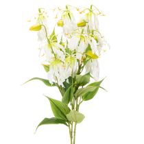 položky Umělý květ Gloriosa, bílý a žlutý, elegantní kvetoucí větvička k dekoraci, 80 cm, 3 kusy