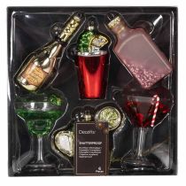 položky Mini koktejlové ozdoby k zavěšení na vánoční stromeček, 14 cm, 6 kusů