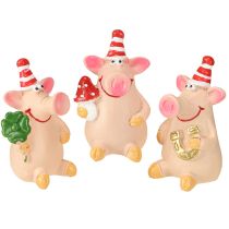 položky Dekorace Lucky Pig Prasátko s amulety pro štěstí 5cm 6 ks