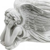 Hrob anděl s miskou na rostliny Ptačí koupelový anděl ležící 39×18×18cm