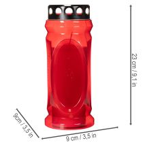 položky Náhrobní svíčka červená, víčko černé, pamětní svíčka 4 dny 23 cm