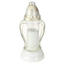položky Skleněné náhrobní světlo s gravírovaným srdcem, náhrobní lucerna čirá, Ø11cm, V26cm